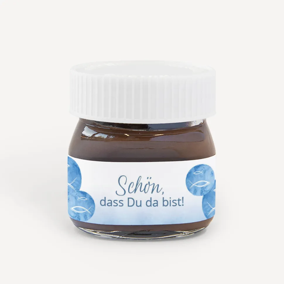 Gastgeschenk Mini Nutella Glas "Fische klassisch"