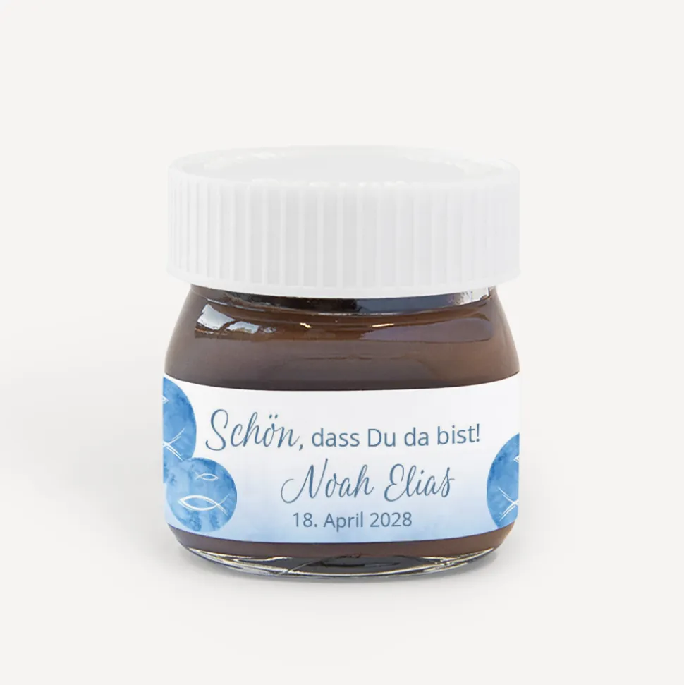 Gastgeschenk Mini Nutella Glas "Fische klassisch"