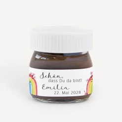 Gastgeschenk Mini Nutella Glas mit Aufkleber