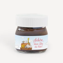 Gastgeschenk Mini Nutella Glas mit Aufkleber "Arche Noah"
