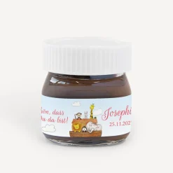 Gastgeschenk Mini Nutella Glas mit Aufkleber "Arche Noah"