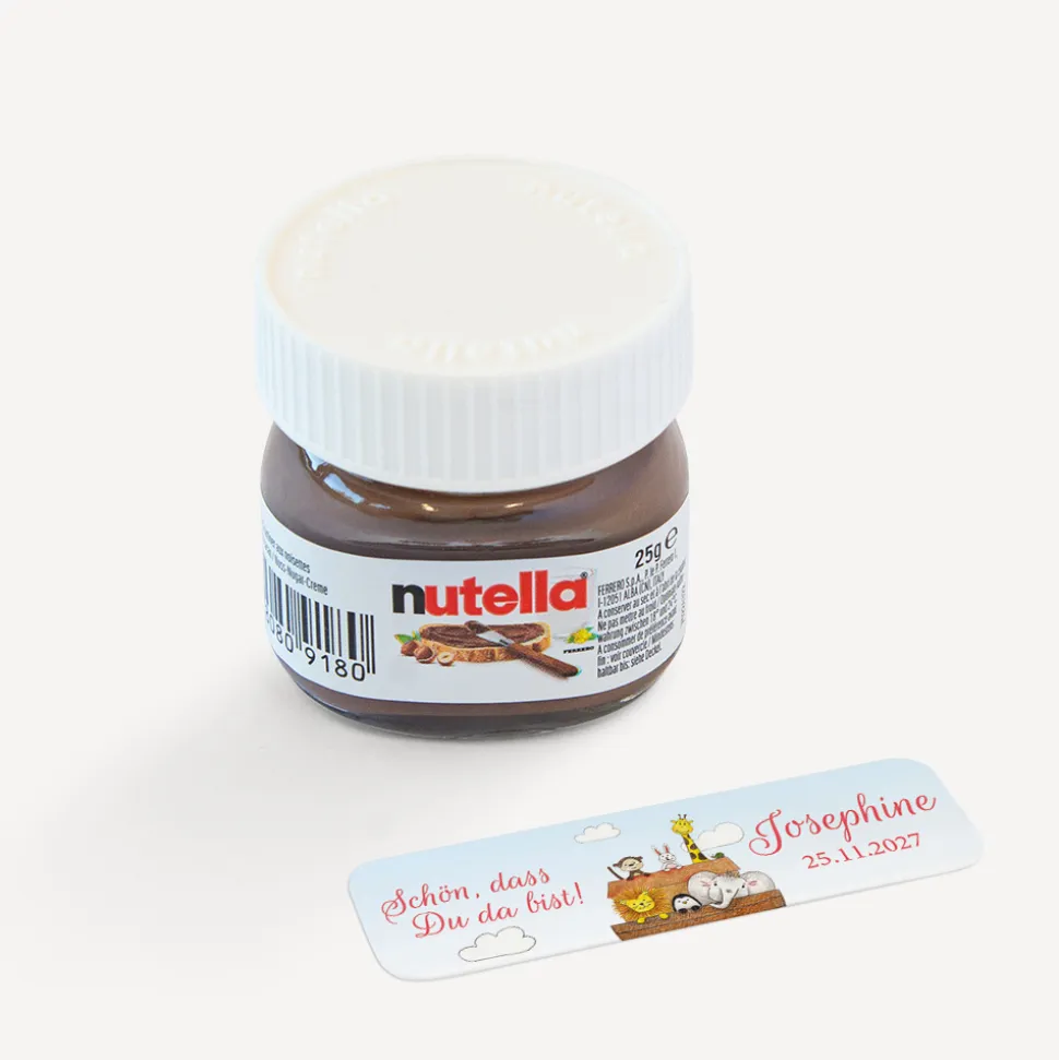 Gastgeschenk Mini Nutella Glas mit Aufkleber "Arche Noah"