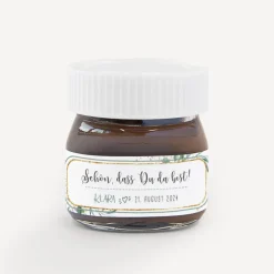 Gastgeschenk Mini Nutella Glas + Aufkleber "Aquarell Eukalyptus Zweige"