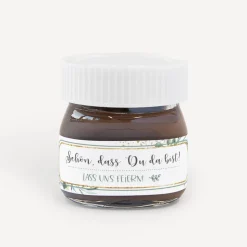 Gastgeschenk Mini Nutella Glas + Aufkleber "Aquarell Eukalyptus Zweige"