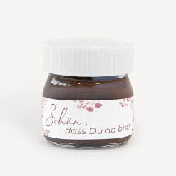 Gastgeschenk Mini Nutella Glas + Aufkleber "Trockenblumen Blush"