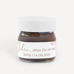 Gastgeschenk Mini Nutella Glas + Aufkleber "Trockenblumen Blush"