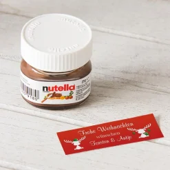 Gastgeschenk Mini Nutella Glas mit Aufkleber "Weihnachtselche"