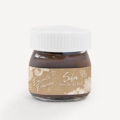 Gastgeschenk Mini Nutella Glas + Aufkleber Vintage Spitze