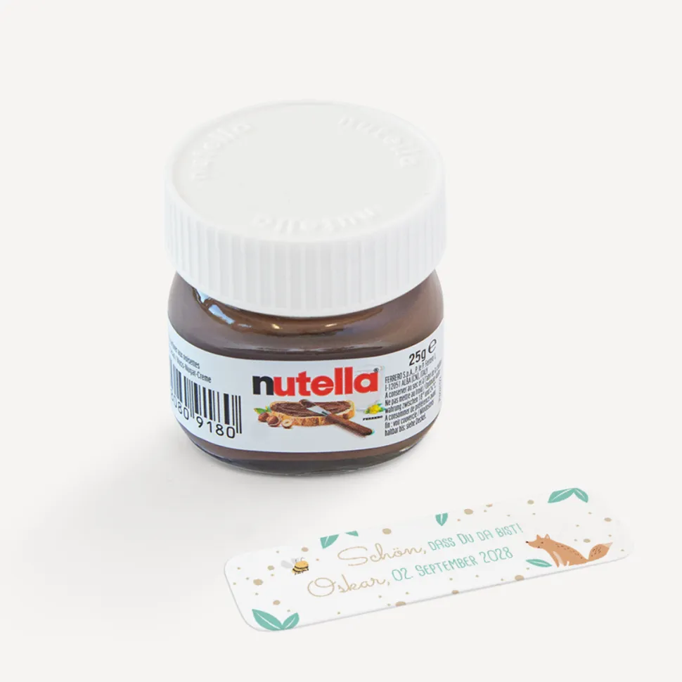 Gastgeschenk Mini Nutella "Tierische Buchstaben"