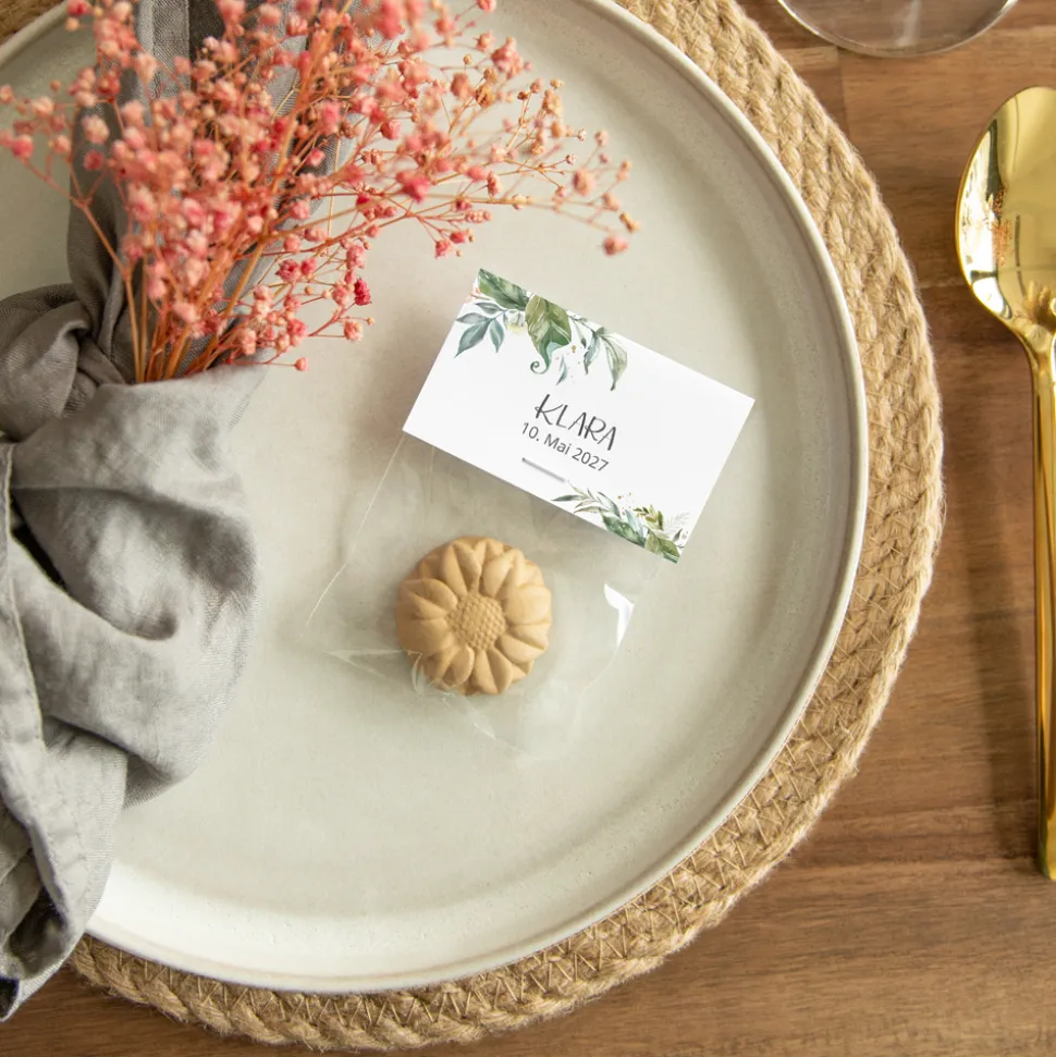 Gastgeschenk Samenbombe + Etikett "Green Magic"
