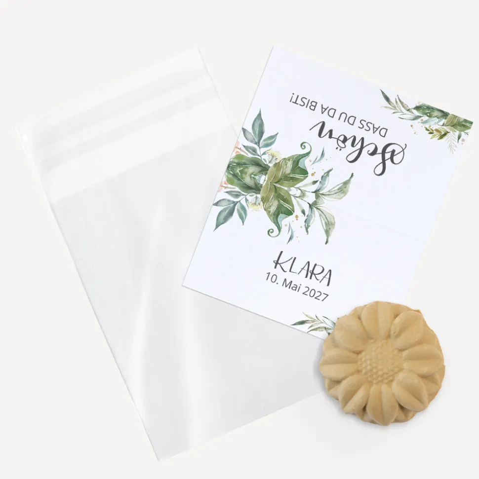 Gastgeschenk Samenbombe + Etikett "Green Magic"