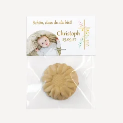 Gastgeschenk Samenbombe + Etikett "Kreuz mit Symbolen"