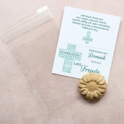 Gastgeschenk Samenbombe Kommunion Junge + Etikett Kreuz Modern