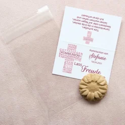 Gastgeschenk Samenbombe Kommunion Mädchen + Etikett Kreuz Modern