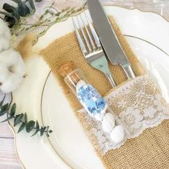 Gastgeschenk Taufe Glasröhrchen + Aufkleber Junge Aquarell