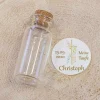 Gastgeschenk Taufe Mini Glasröhrchen + Aufkleber Kreuz mit Symbolen