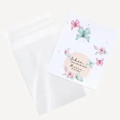 Gastgeschenk Tüte transparent + Etikett "Schmetterlinge"