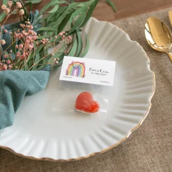 Gastgeschenk Tüte transparent mit Etikett "Regenbogen Vintage"