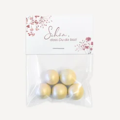Gastgeschenk Tüte transparent + Etikett Trockenblumen Blush