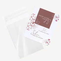 Gastgeschenk Tüte transparent + Etikett Trockenblumen Blush