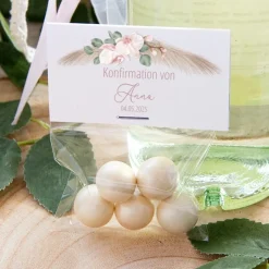 Gastgeschenk Tüte transparent + Etikett Boho Pampas