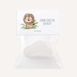 Gastgeschenk Tüte transparent mit Etikett "Löwe Leo"