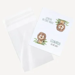 Gastgeschenk Tüte transparent mit Etikett "Löwe Leo"