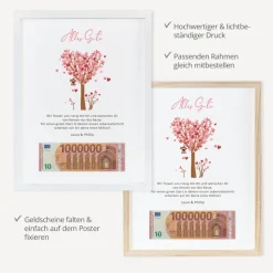 Geldgeschenk Erste Million "Baum Herzen"