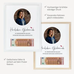 Geldgeschenk Erste Million mit Foto "Kalligrafie"