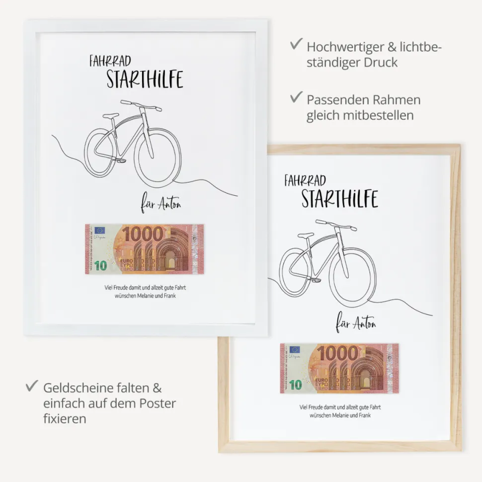 Geldgeschenk Fahrrad Starthilfe