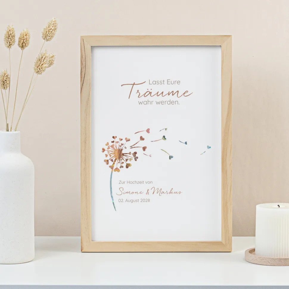 Geldgeschenk Pusteblume mit Herzen