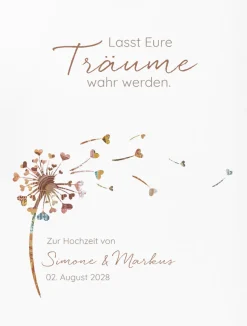 Geldgeschenk Pusteblume mit Herzen