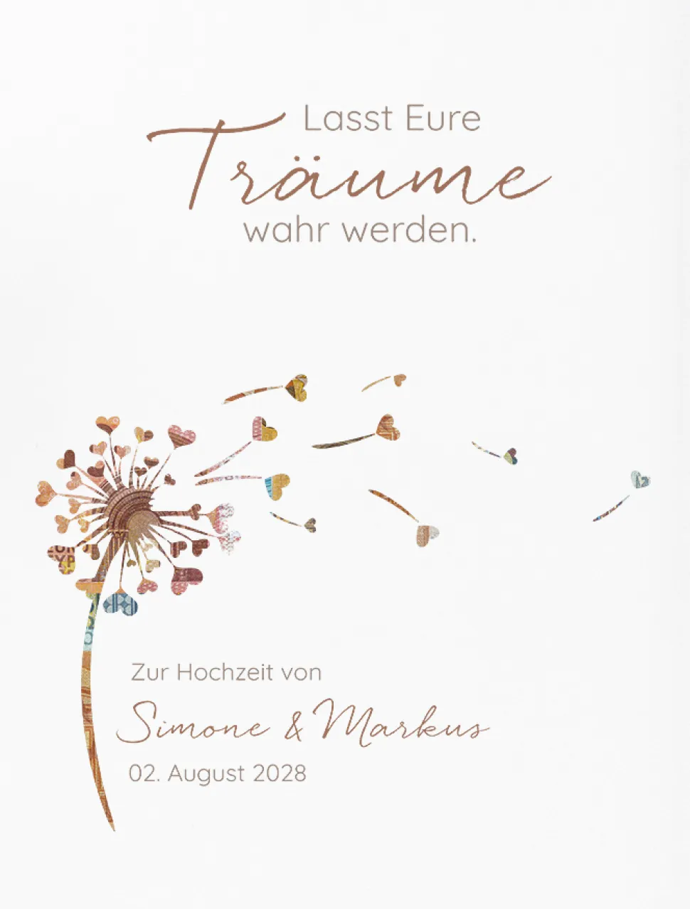 Geldgeschenk Pusteblume mit Herzen