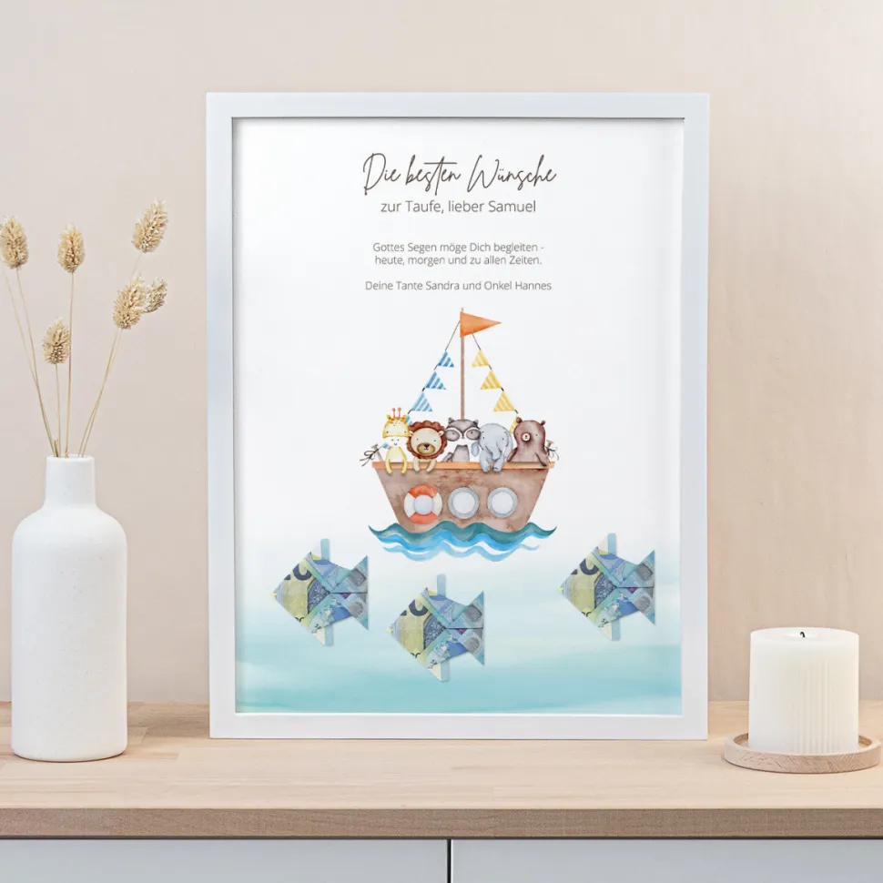 Geldgeschenk Taufe "Arche Noah Aquarell"