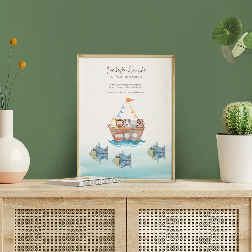 Geldgeschenk Taufe "Arche Noah Aquarell"