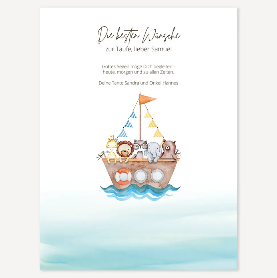 Geldgeschenk Taufe "Arche Noah Aquarell"