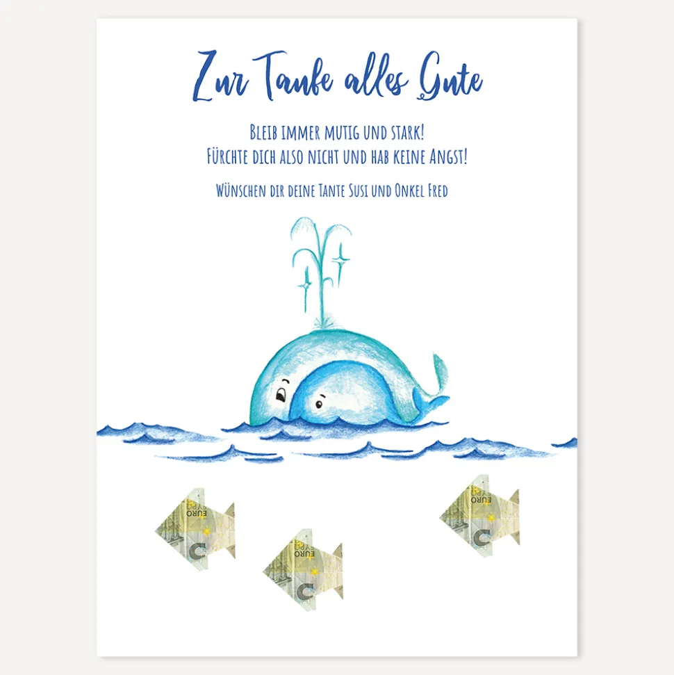 Geldgeschenk Taufe Fische & Wal