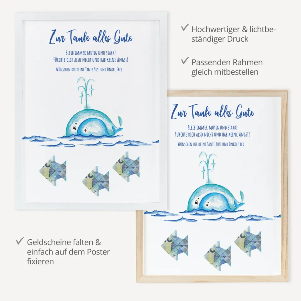 Geldgeschenk Taufe Fische & Wal