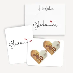 Geldgeschenk Verpackung mit Grußkarte 