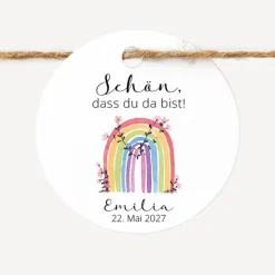 Geschenkanhänger rund "Regenbogen Vintage"