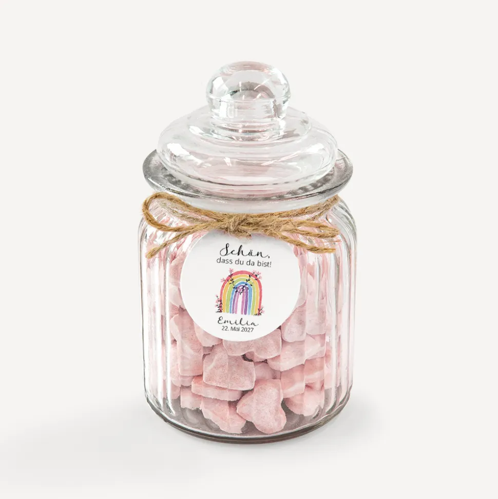 Geschenkanhänger rund "Regenbogen Vintage"