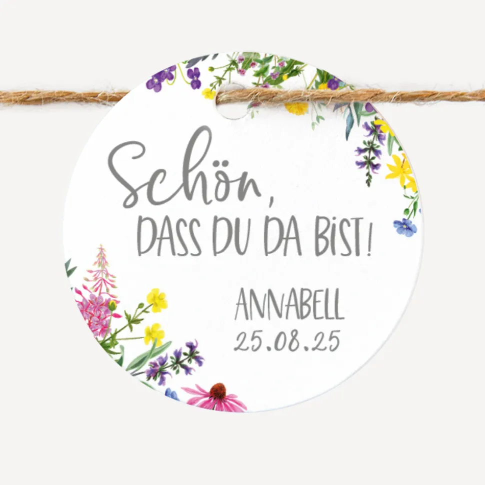 Geschenkanhänger rund "Wildblumen"