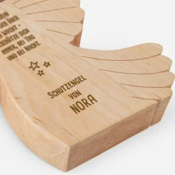 Geschenk Schutzengel aus Holz mit Gravur groß