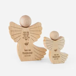 Geschenk Schutzengel Taufe aus Holz mit Gravur groß