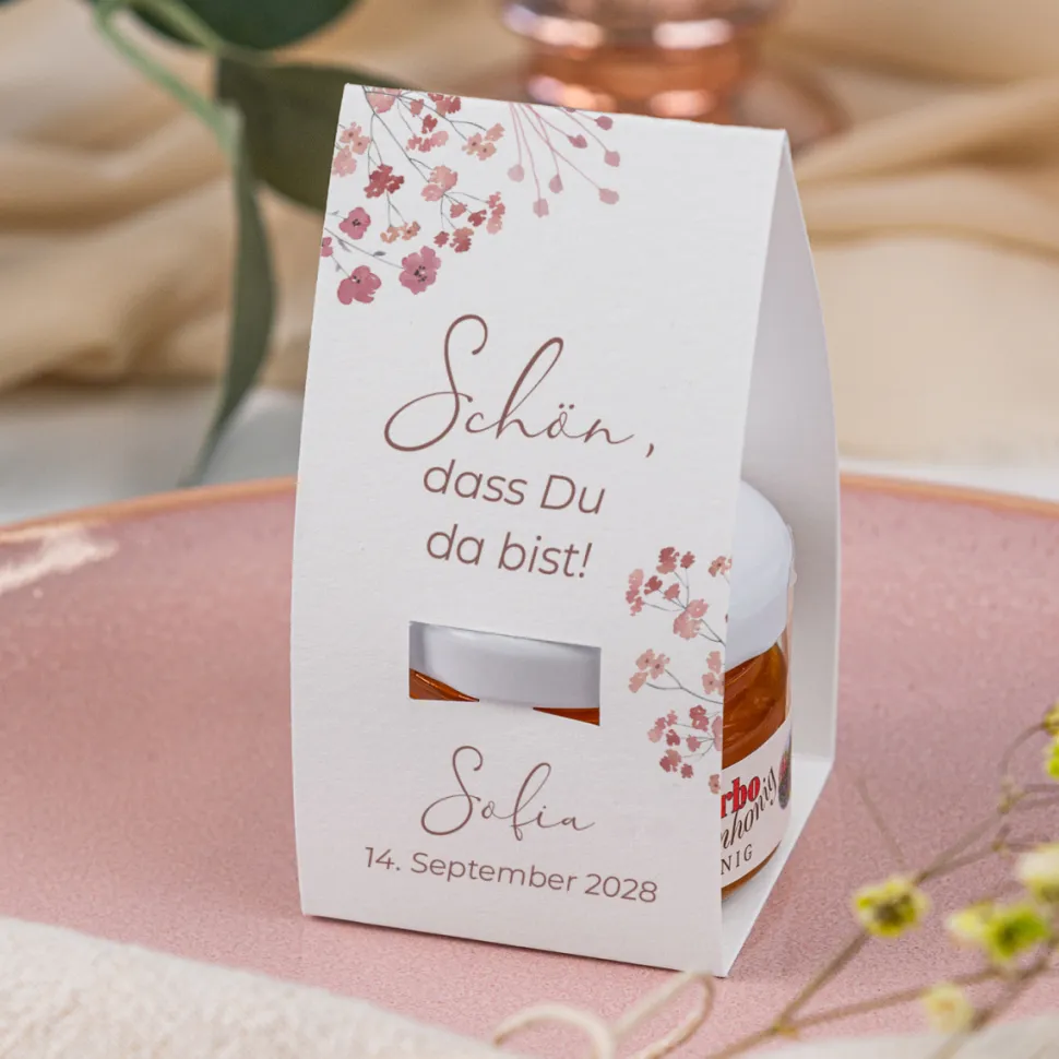 Geschenktäschchen mit Blütenhonig "Trockenblumen Blush"