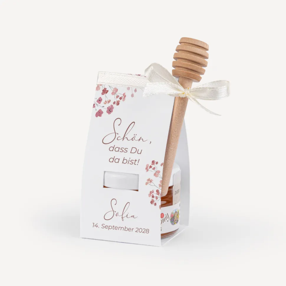 Geschenktäschchen mit Blütenhonig "Trockenblumen Blush"