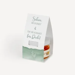 Geschenktäschchen mit Blütenhonig "Aquarell mit Zweig grün"