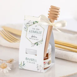 Geschenktäschchen mit Blütenhonig "Aquarell Eukalyptus Zweige"