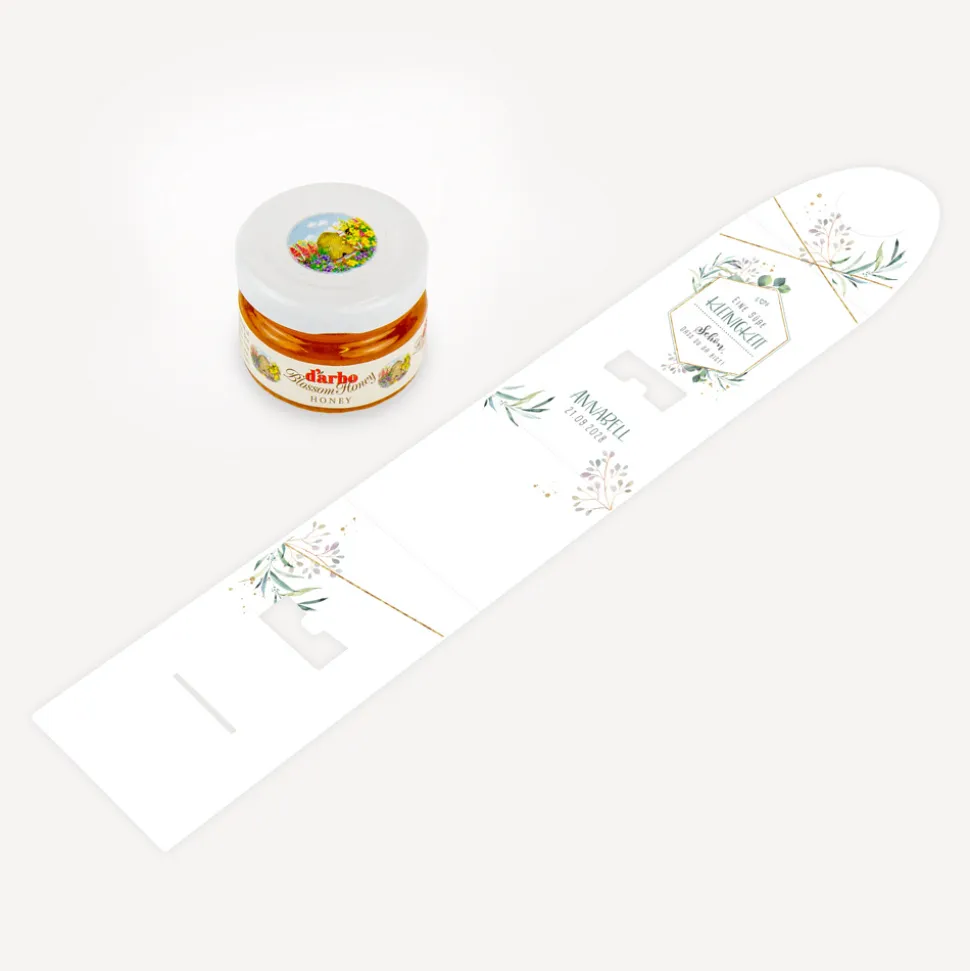 Geschenktäschchen mit Blütenhonig "Aquarell Eukalyptus Zweige"