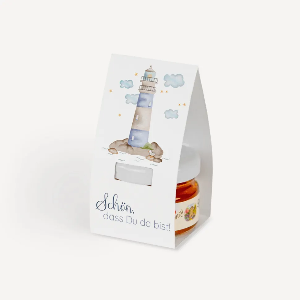 Geschenktäschchen mit Blütenhonig "Leuchtturm"